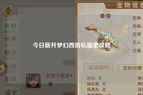 今日新開夢幻西游私服全攻略
